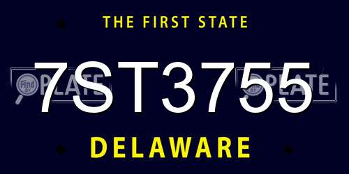 7ST3755 Delaware License Plate