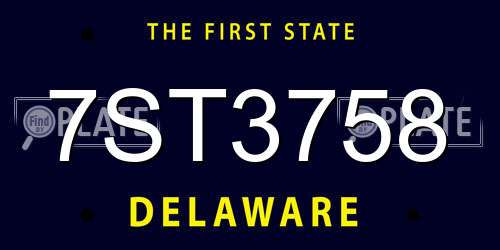 7ST3758 Delaware License Plate