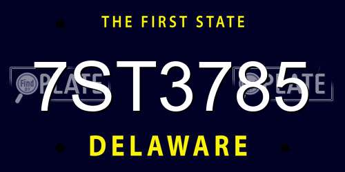 7ST3785 Delaware License Plate