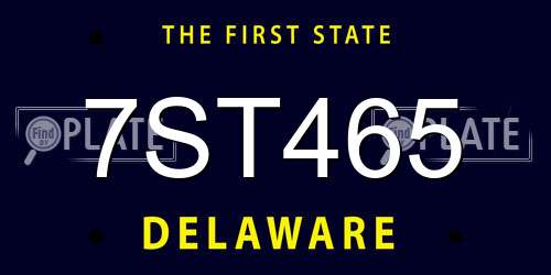 7ST465 Delaware License Plate