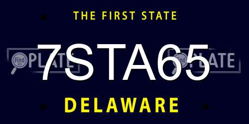 7STA65 Delaware License Plate