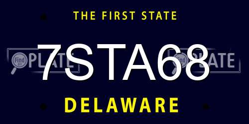 7STA68 Delaware License Plate