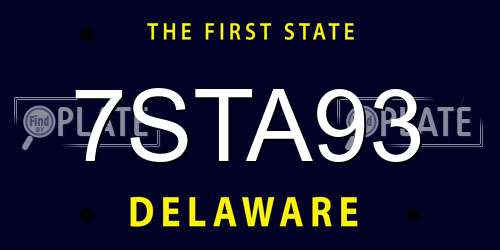 7STA93 Delaware License Plate