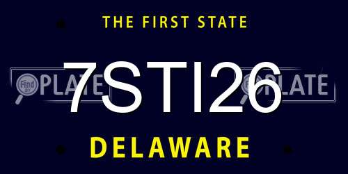 7STI26 Delaware License Plate