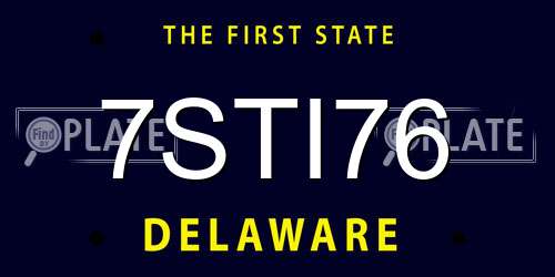 7STI76 Delaware License Plate