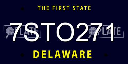 7STO271 Delaware License Plate