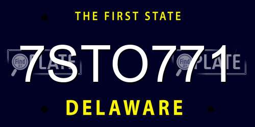 7STO771 Delaware License Plate