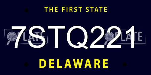 7STQ221 Delaware License Plate