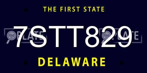 7STT829 Delaware License Plate