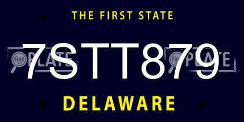 7STT879 Delaware License Plate