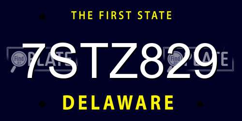 7STZ829 Delaware License Plate
