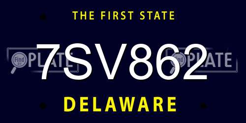 7SV862 Delaware License Plate