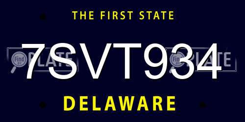 7SVT934 Delaware License Plate