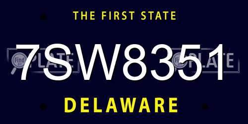 7SW8351 Delaware License Plate