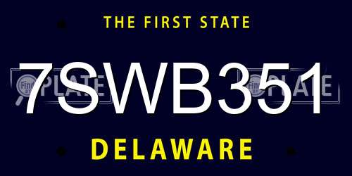 7SWB351 Delaware License Plate