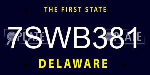 7SWB381 Delaware License Plate