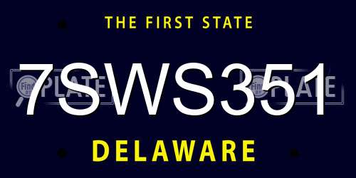 7SWS351 Delaware License Plate