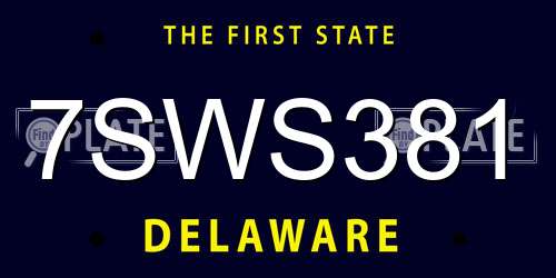 7SWS381 Delaware License Plate