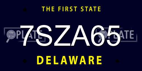 7SZA65 Delaware License Plate