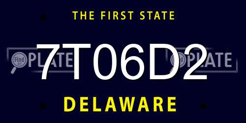 7T06D2 Delaware License Plate