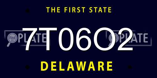 7T06O2 Delaware License Plate