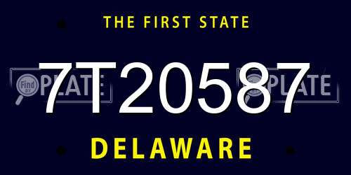 7T20587 Delaware License Plate