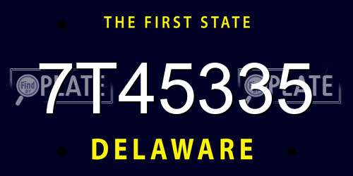 7T45335 Delaware License Plate