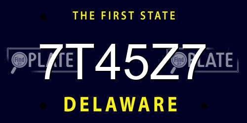 7T45Z7 Delaware License Plate