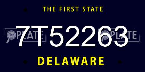7T52263 Delaware License Plate
