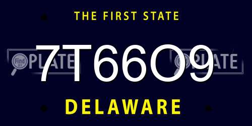 7T66O9 Delaware License Plate