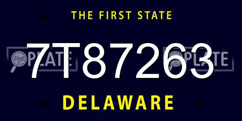 7T87263 Delaware License Plate
