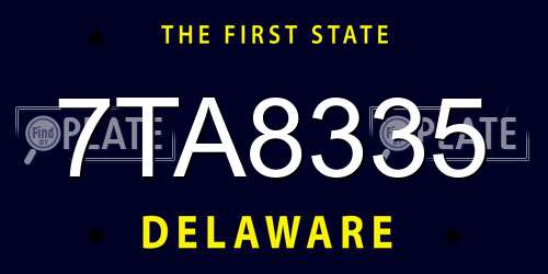 7TA8335 Delaware License Plate