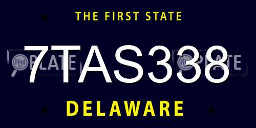 7TAS338 Delaware License Plate