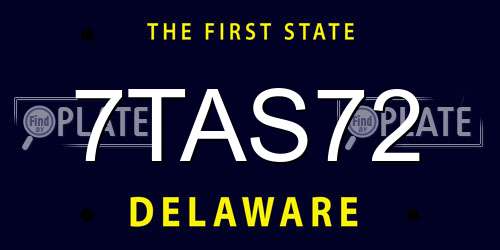 7TAS72 Delaware License Plate