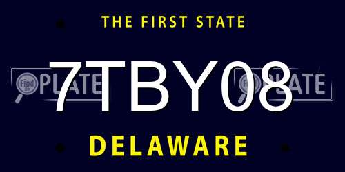 7TBY08 Delaware License Plate