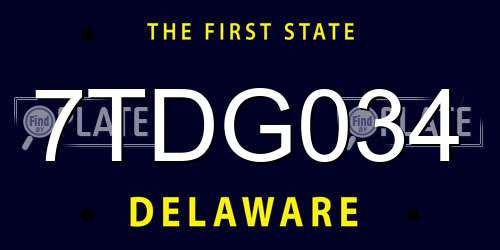7TDG034 Delaware License Plate