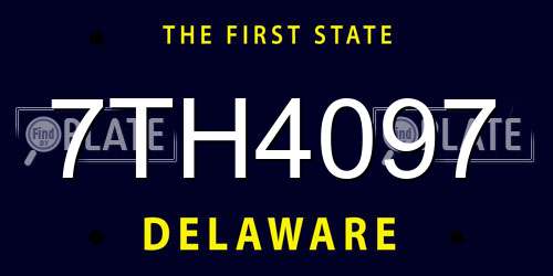 7TH4097 Delaware License Plate