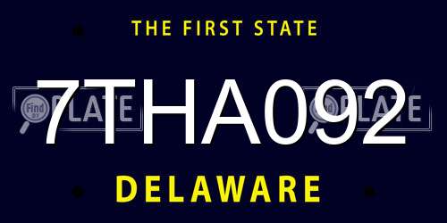 7THA092 Delaware License Plate