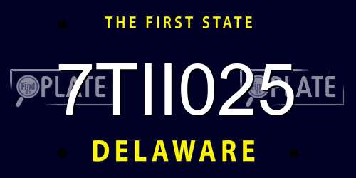 7TII025 Delaware License Plate