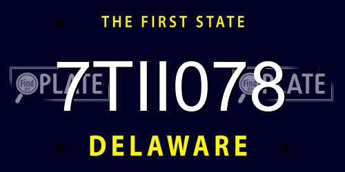 7TII078 Delaware License Plate
