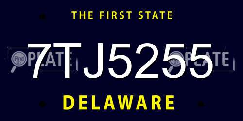 7TJ5255 Delaware License Plate