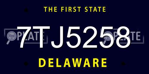 7TJ5258 Delaware License Plate