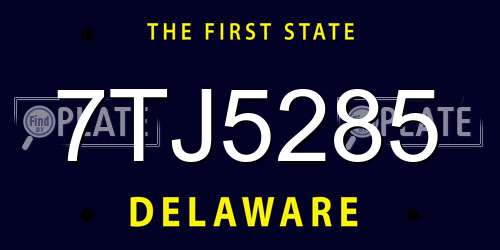 7TJ5285 Delaware License Plate