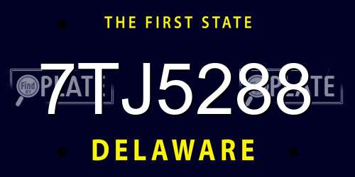 7TJ5288 Delaware License Plate