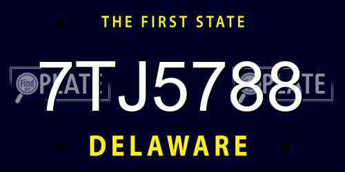 7TJ5788 Delaware License Plate