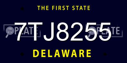 7TJ8255 Delaware License Plate