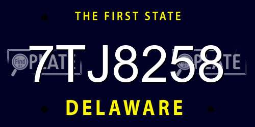 7TJ8258 Delaware License Plate