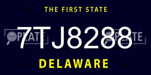 7TJ8288 Delaware License Plate