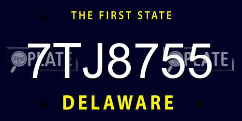7TJ8755 Delaware License Plate