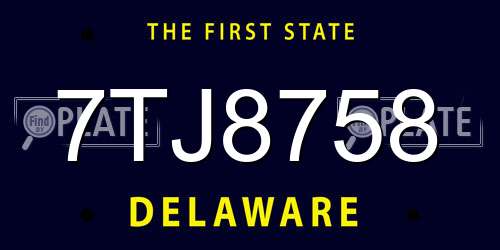 7TJ8758 Delaware License Plate